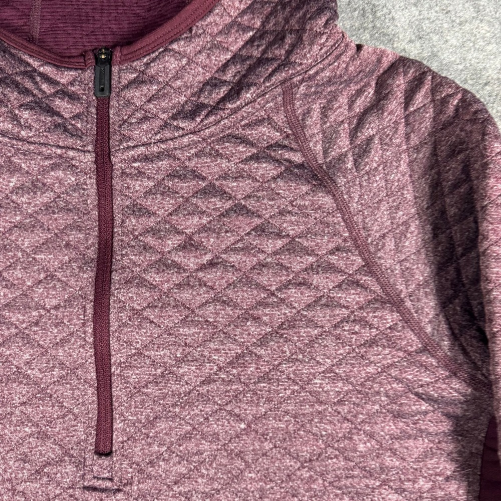 Smartwool Womens Merino Wool Quilted Half Zip Hoodie Burgundy Small - Picture 3 of 10